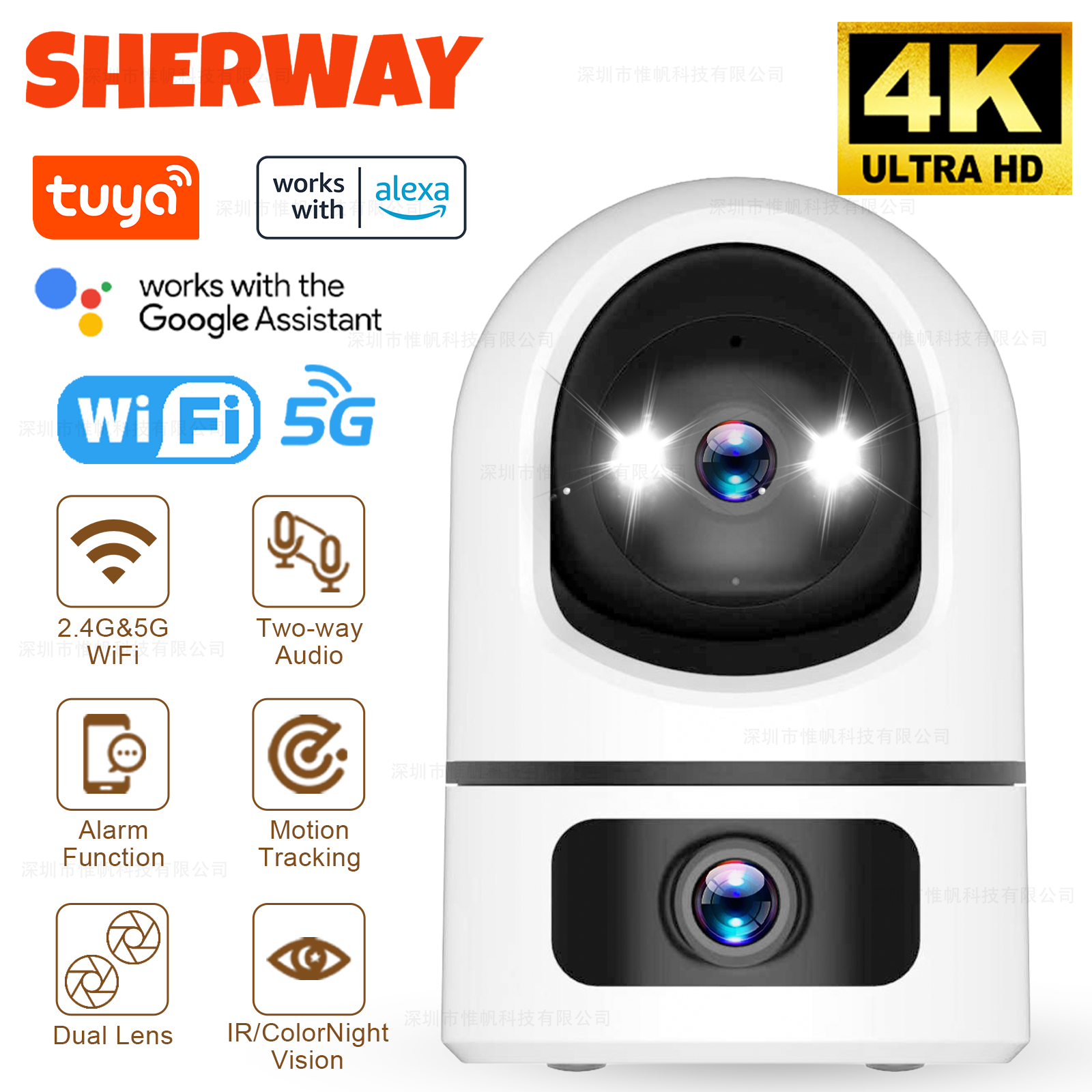 Home Security Google Camera - Tuya 5G WiFi Dual Lens Security