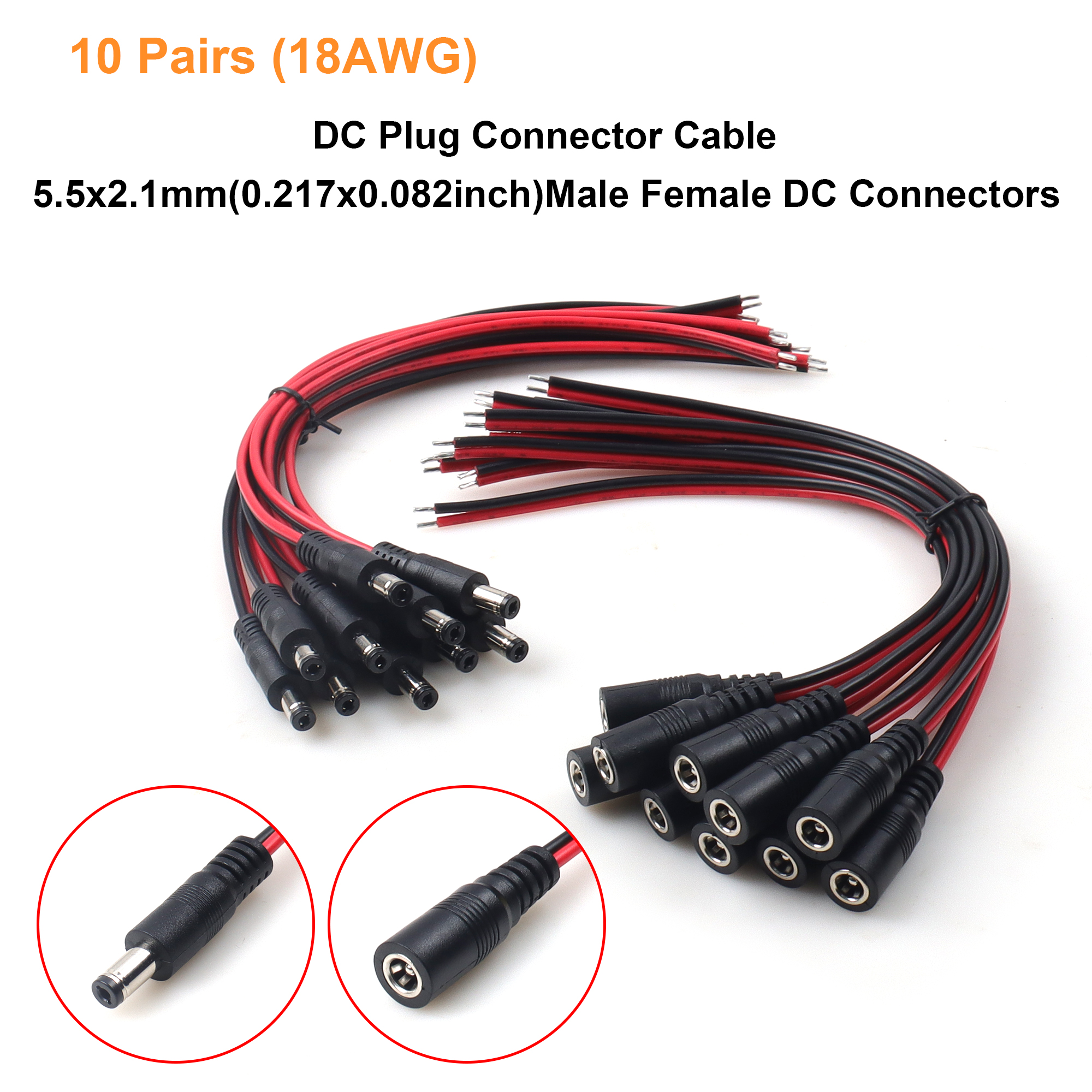 Home Security And Cctv - 【LANO】1/5/10 Pairs DC Power Pigtail Cable