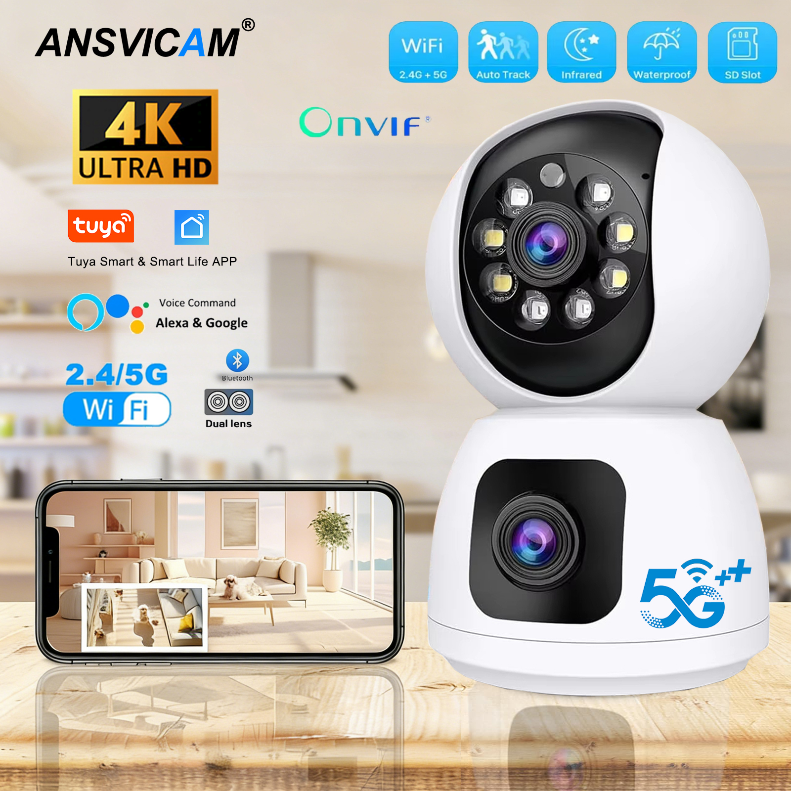 Home Security Google Camera - Tuya 4K 8MP HD WiFi Camera