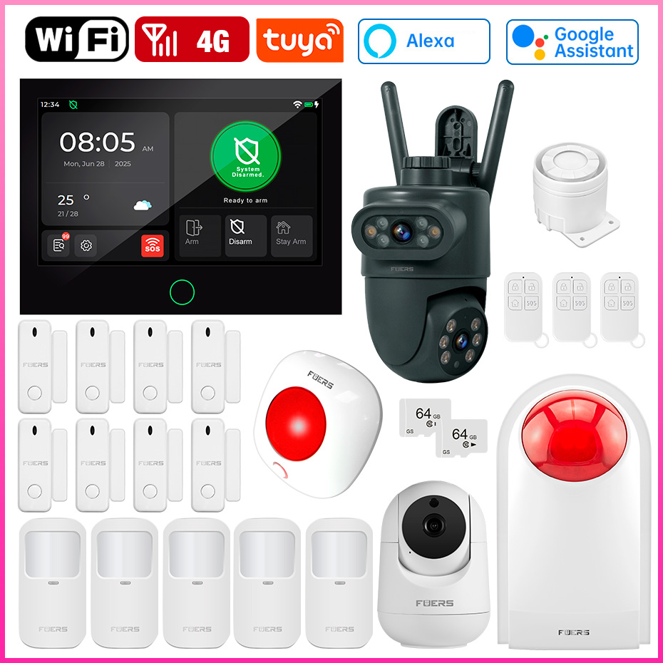 Home Security Wireless Camera - FUERS 7 Inch Screen 4G LTE