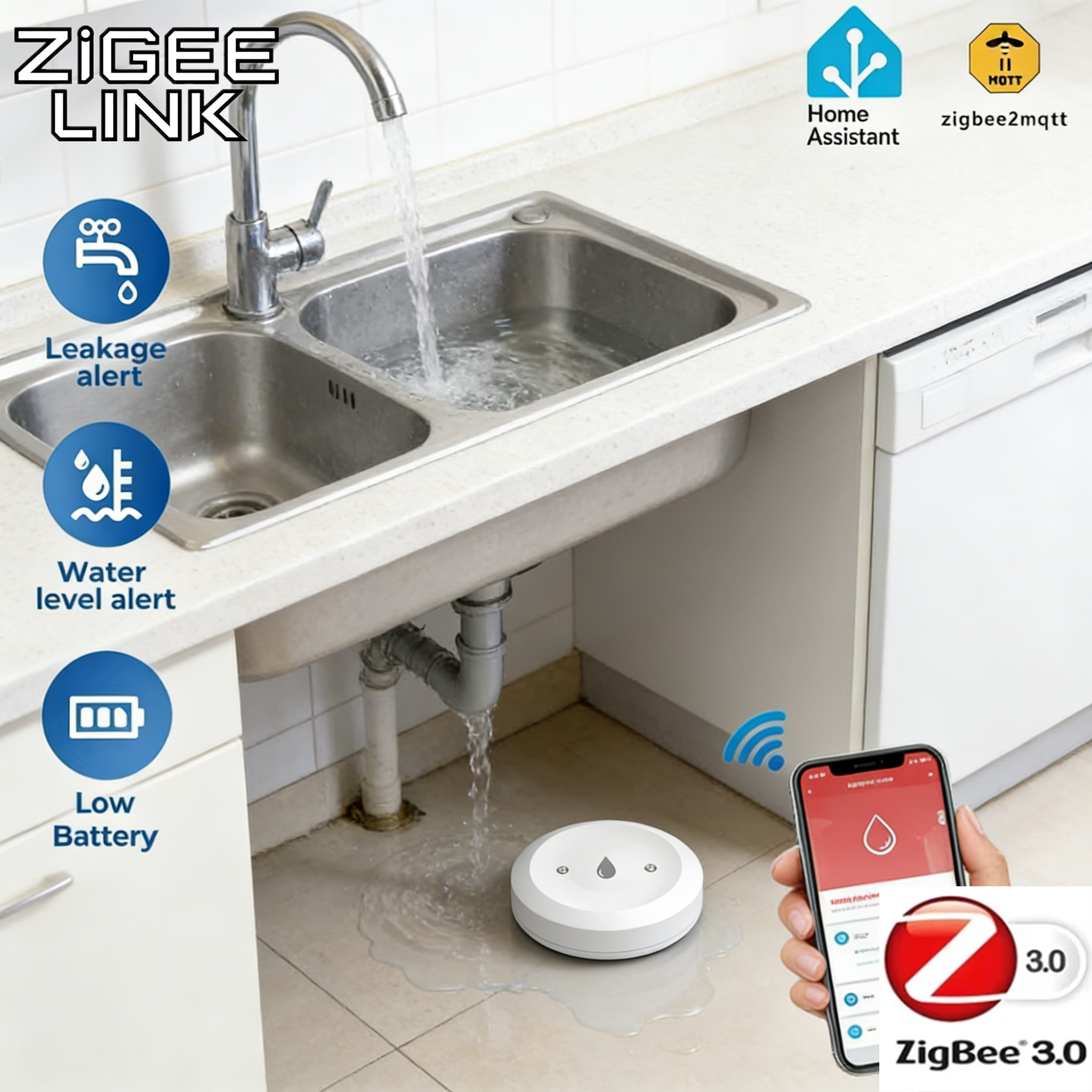 Home Security Alexa - Tuya ZigBee 3.0 Water Leak Detector