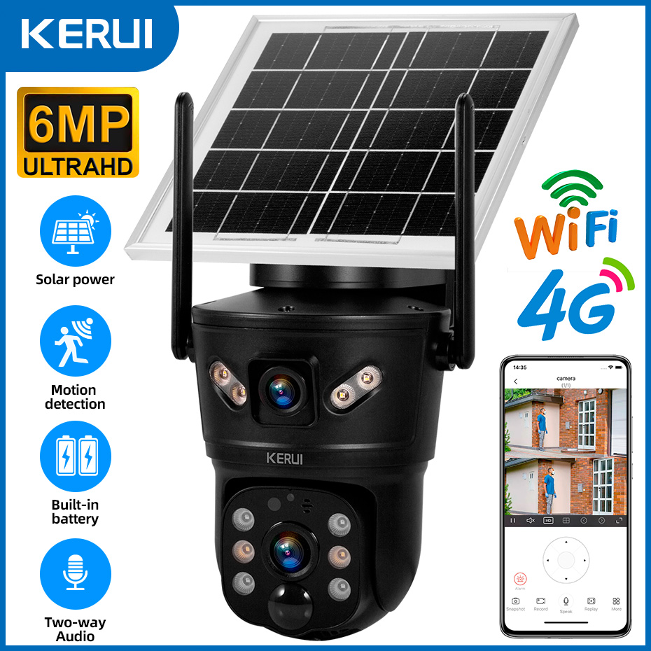 Home Security And Cctv - KERUI Outdoor 6MP Solar Camera 4G
