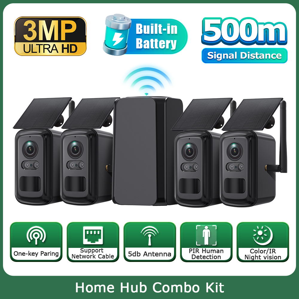 Home Security No Subscription - INQMEGA 3MP Solar Wireless Security System