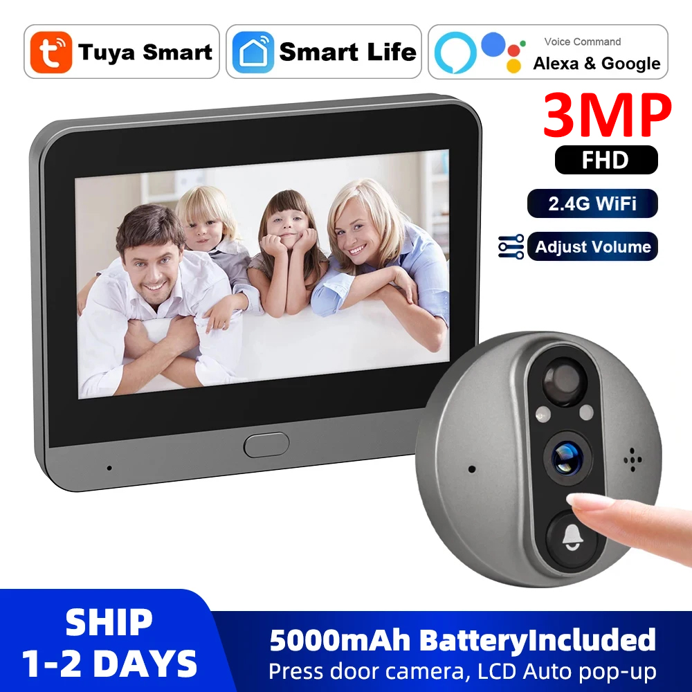 3MP WiFi Smart Tuya Peephole 5 - Home Security Premium review and price