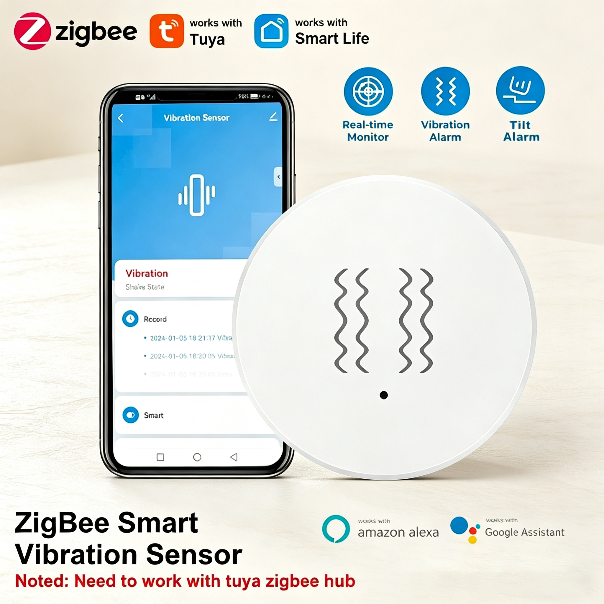 Tuya ZigBee Smart Vibration &  - Home Security Alexa review and price