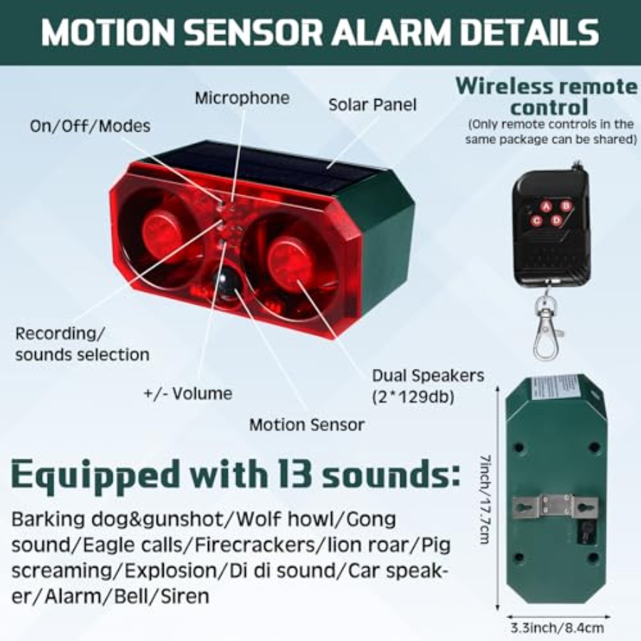 Pcs Solar Outdoor Motion Senso - Barking Dog Alarm review and price