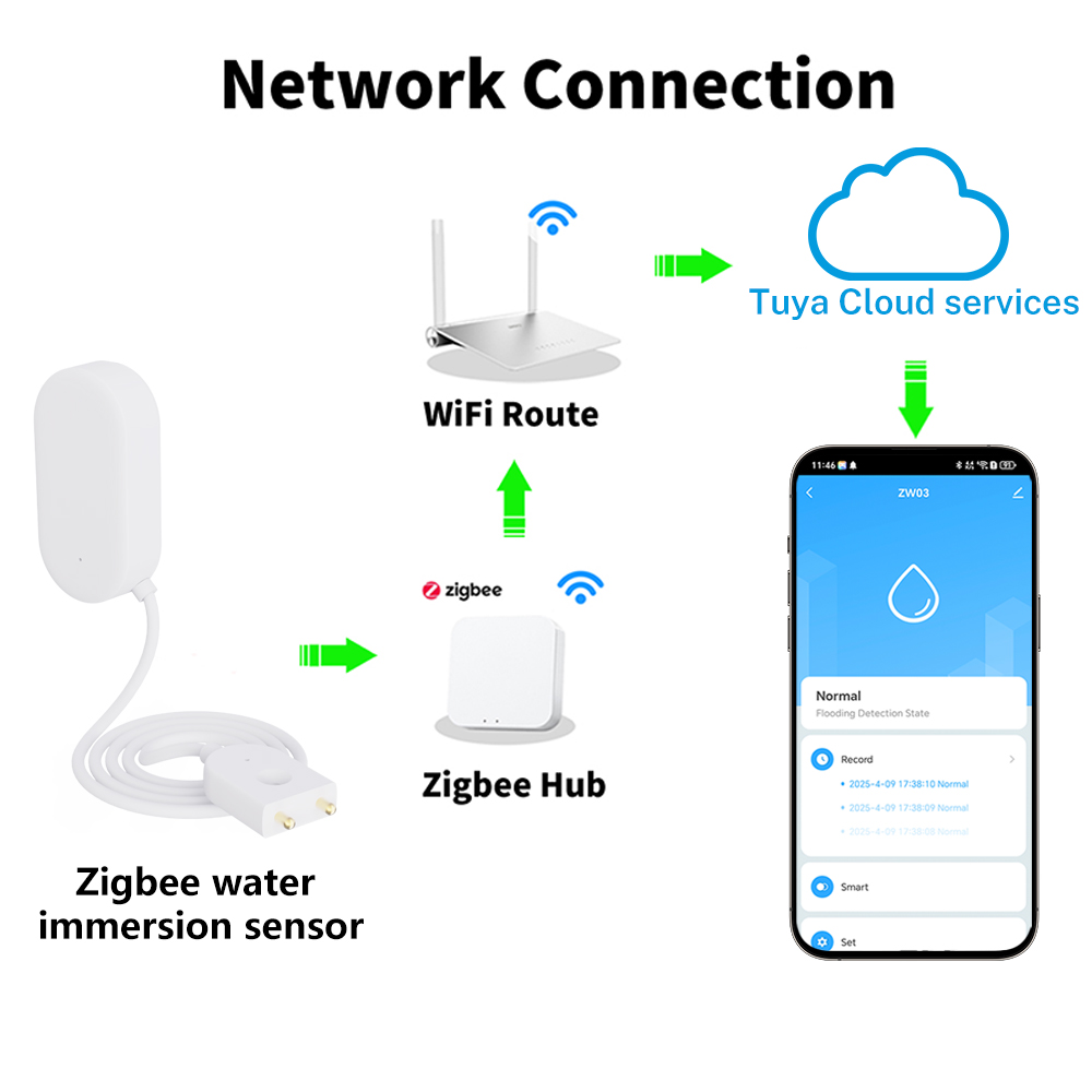 Tuya WiFi ZigBee Water Sensor  - Home Security Alexa review and price