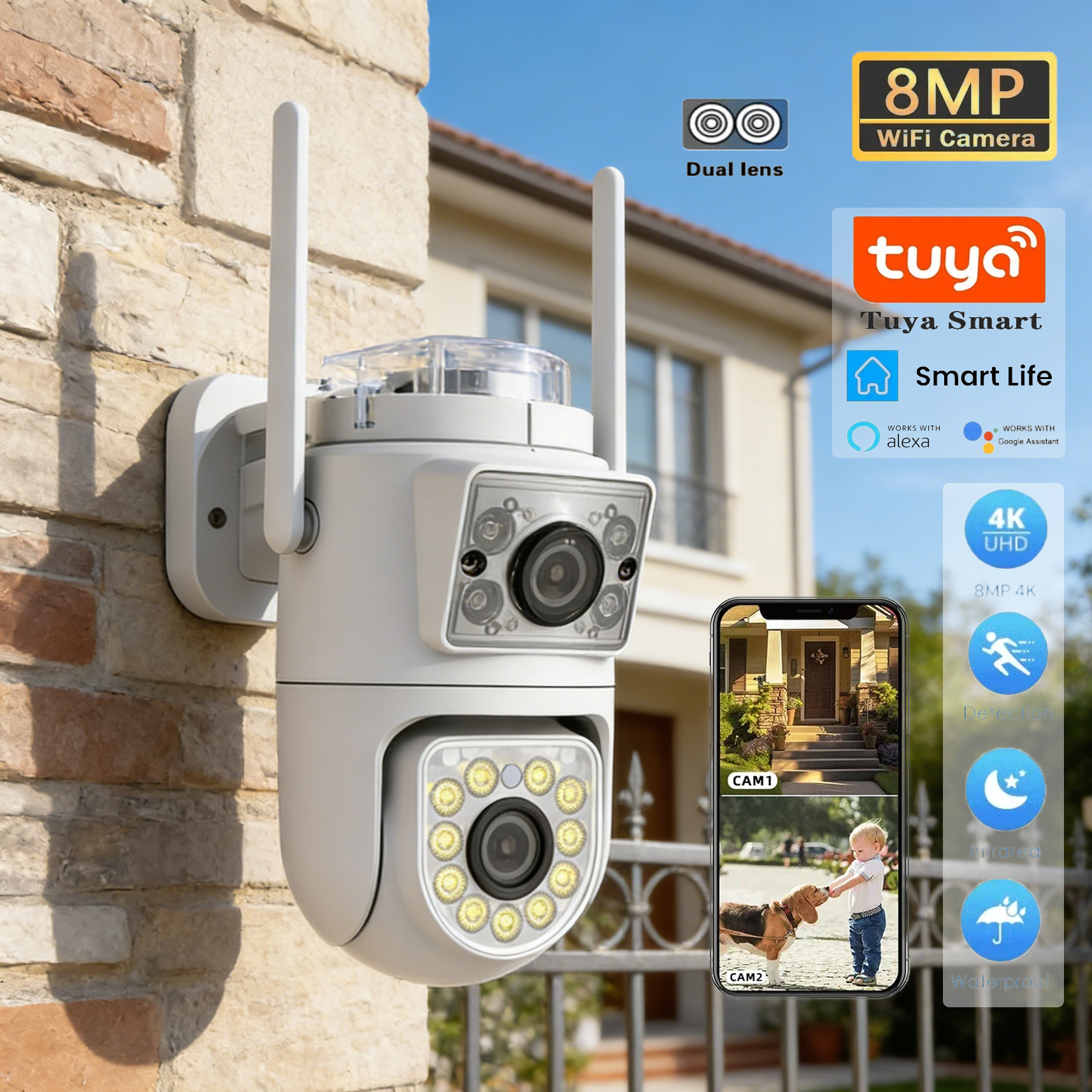 Dual-Lens Dual-Screen PTZ Secu - Home Security Google Camera review and price