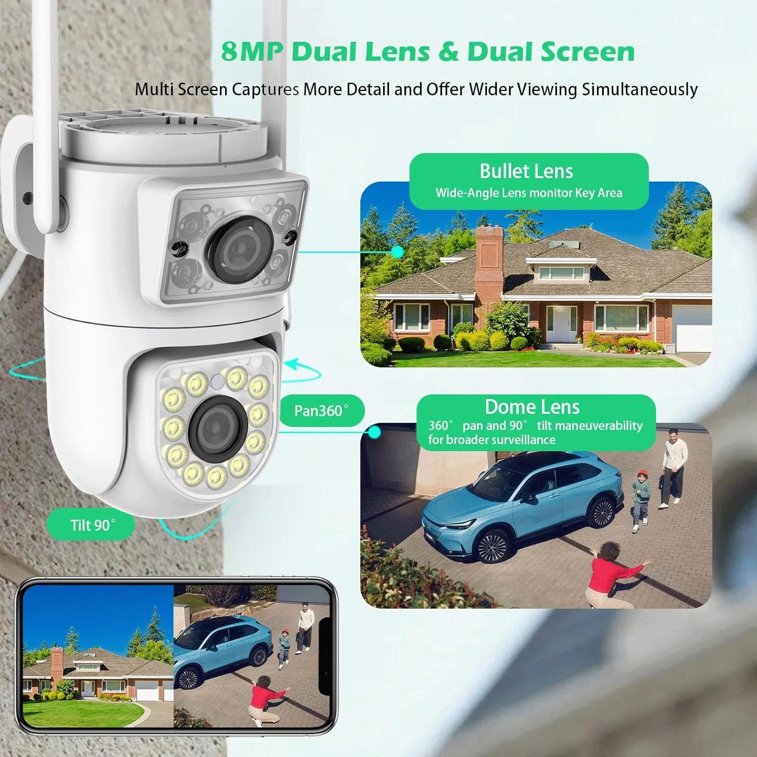 Dual-Lens Dual-Screen PTZ Secu - Home Security Google Camera review and price