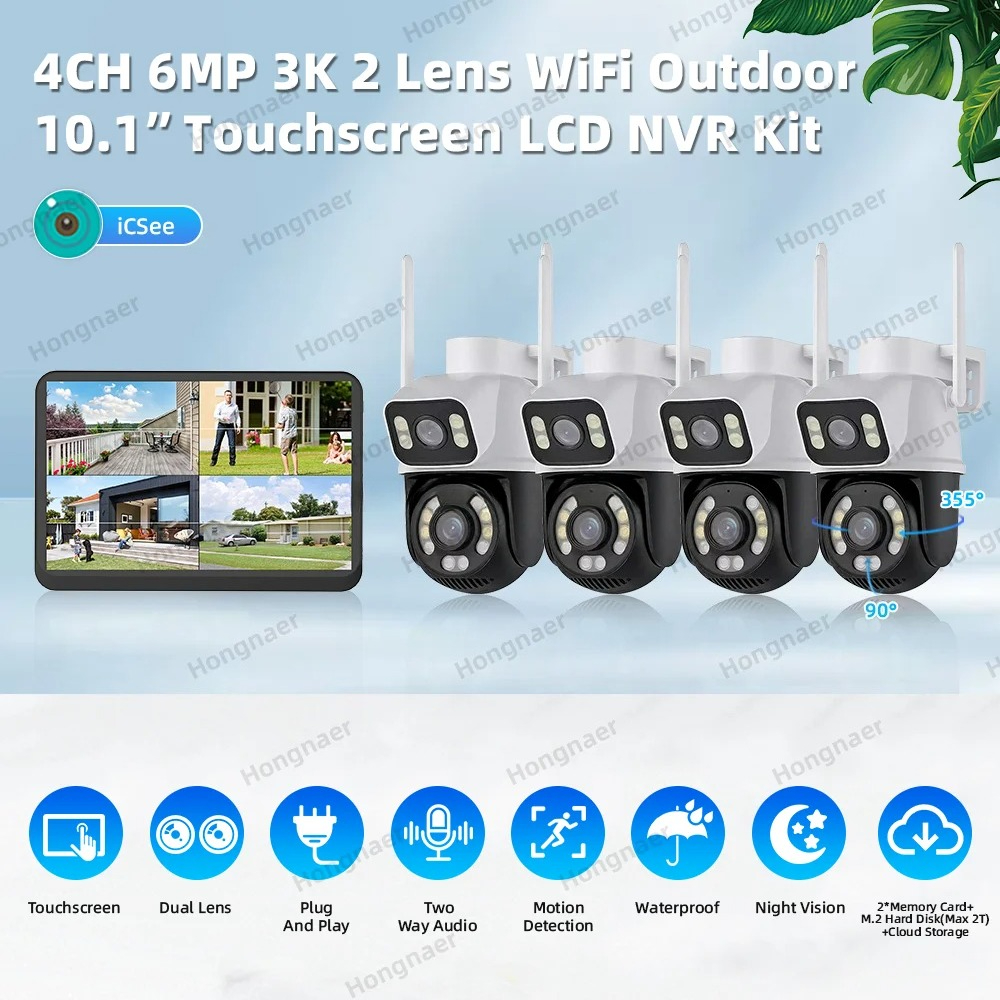 Hongnaer 6MP 4CH Dual Lens Hom - Home Security Wireless Camera review and price