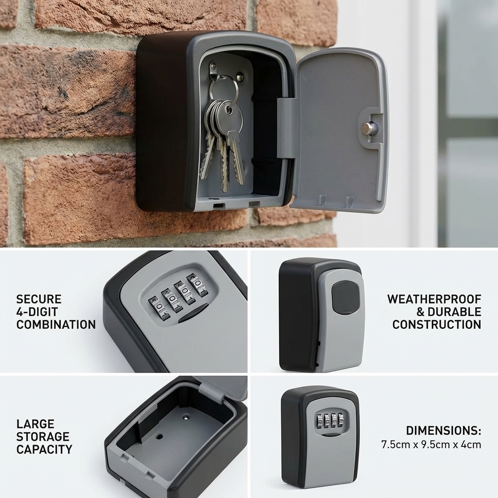 Wall Mount Key Lock Box with 4 - Home Security Key Box review and price